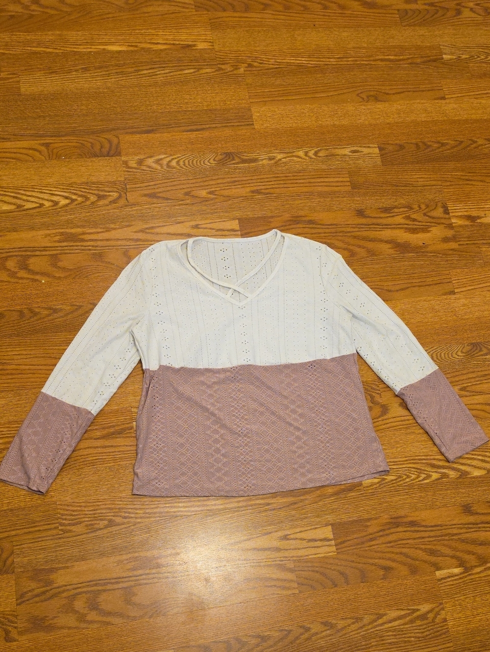 SHEIN Blush Eyelet Knit Top